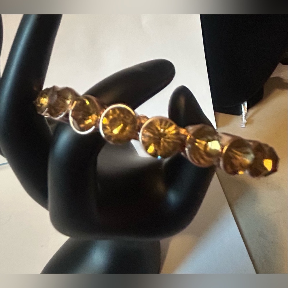 Elegant Magnetic Gold-Toned Bangle Bracelet with Yellow Gemstones by Plunder